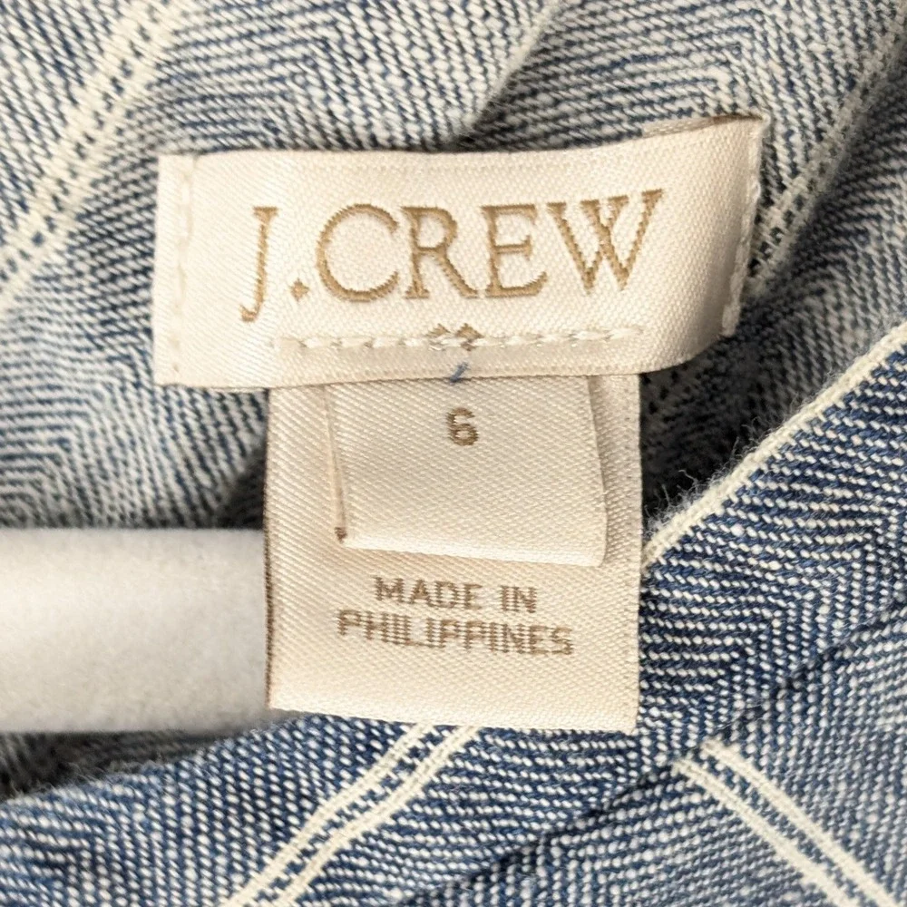 J‎ Crew Striped 100% Cotton Sleeveless Mini Dress Size 6 Blue Coastal Nautical